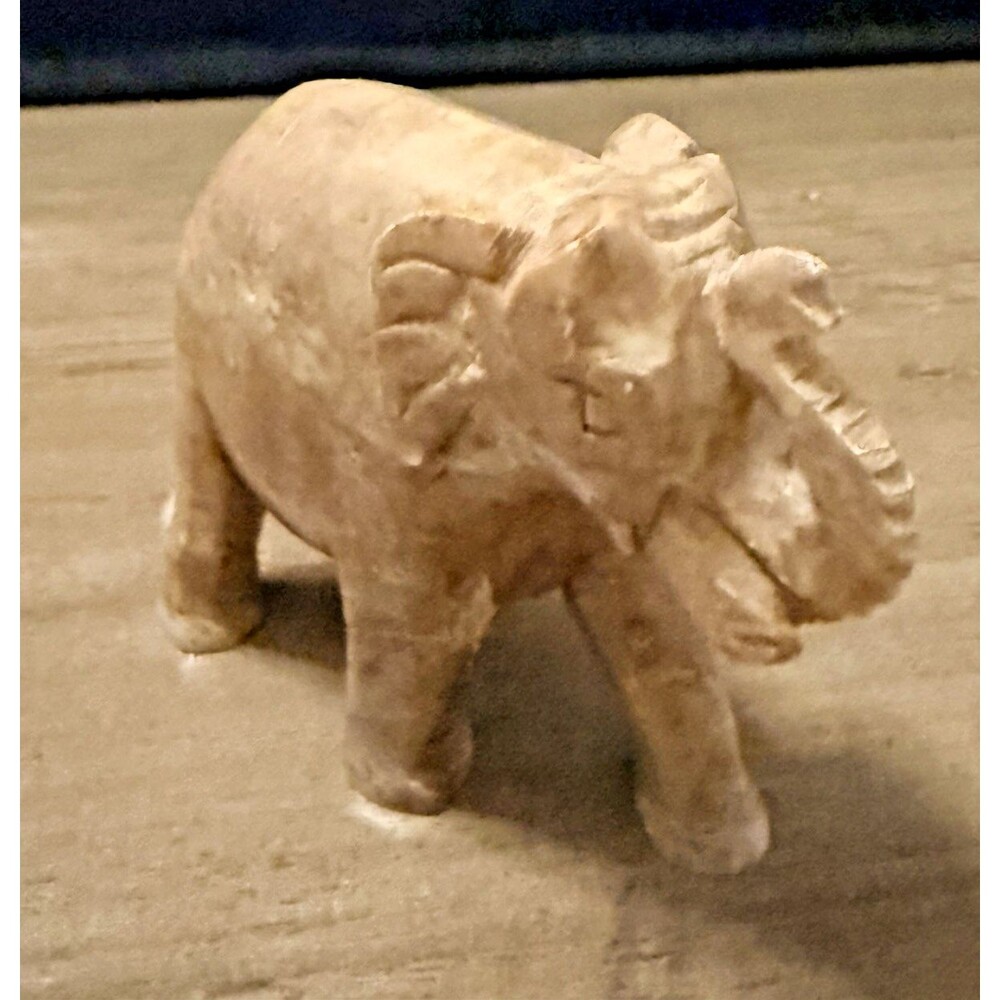 Small Natural Stone Hand Carved Elephant Figurine Miniature Sculpture